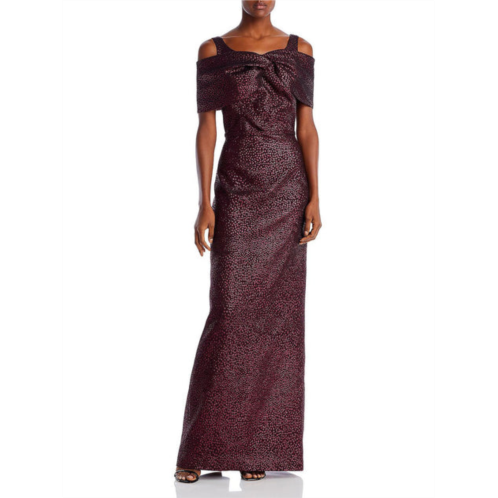 Rickie Freeman Teri Jon womens jacquard metallic evening dress