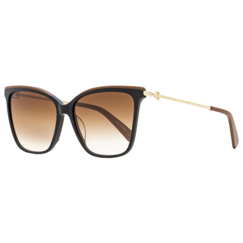 Longchamp womens square sunglasses lo683s 001 black/brown/gold 56mm