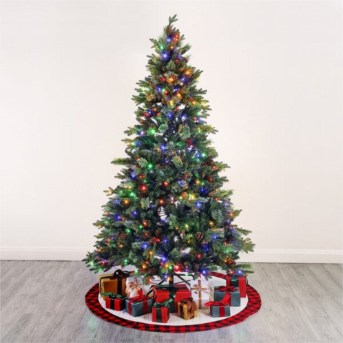 Safavieh 7.5 ft, green, pre-lit artificial christmas tree with pine cones