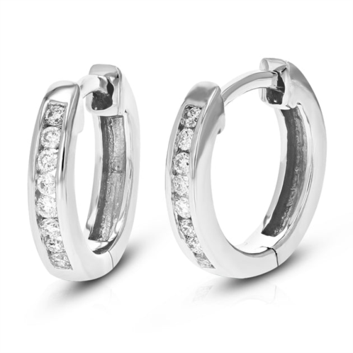 Vir Jewels 1/10 cttw round cut lab grown diamond hoop earrings in .925 sterling silver channel set 2/5 inch