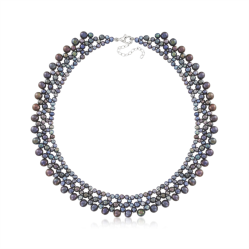 Ross-Simons 4-7mm black cultured pearl necklace with sterling silver