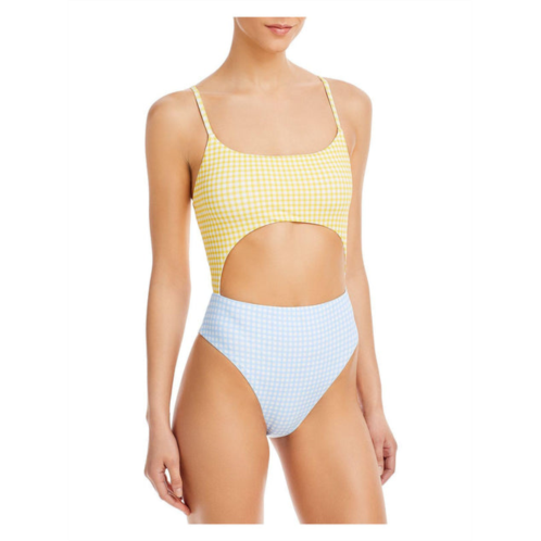 Aqua Swim womens checkered cut-out one-piece swimsuit