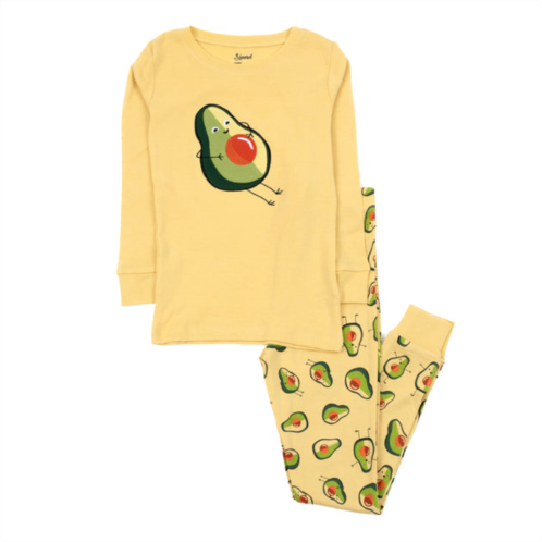 Leveret kids two piece cotton pajamas avocado