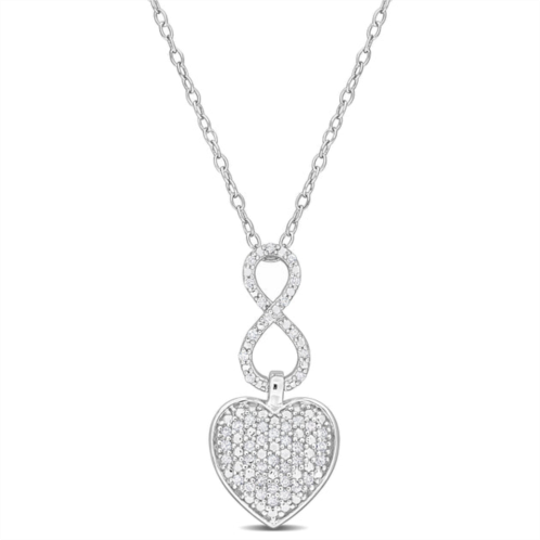 Mimi & Max 1/4ct tdw diamond infinity heart pendant w round cable chain in sterling silver - 18 in
