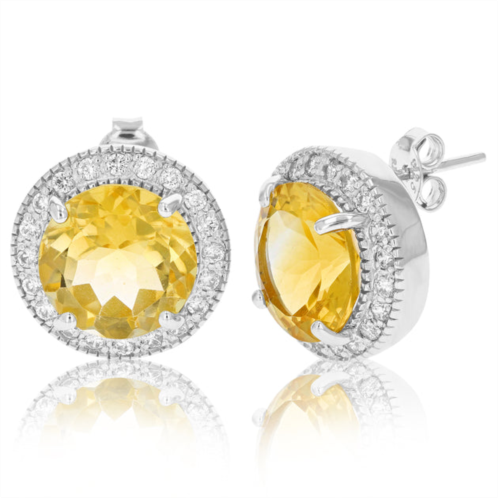 Vir Jewels sterling silver citrine stud earrings (5.70 cttw)