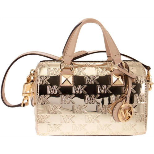 Michael Michael Kors womens grayson patent leather small duffle crossbody handbag, pale gold