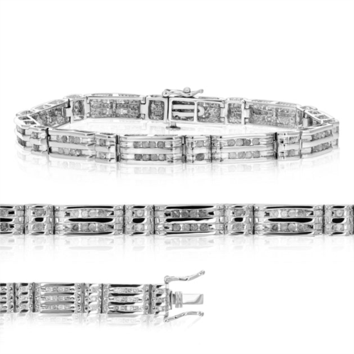 Vir Jewels 1.50 cttw mens diamond bracelet .925 sterling silver with rhodium 7 inch 13 grams