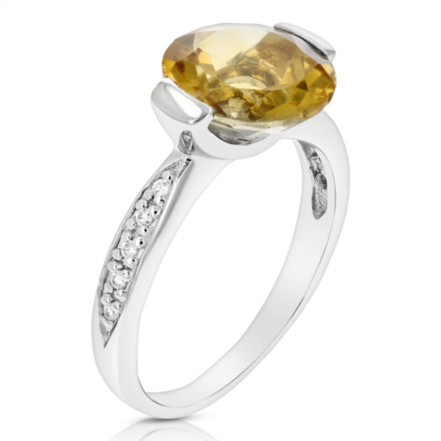 Vir Jewels 3 cttw citrine ring .925 sterling silver with rhodium plating round shape 10 mm
