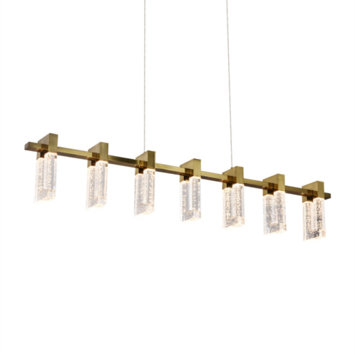 VONN Lighting sorrento vac3137ab 40 integrated led linear chandelier lighting fixture in antique brass with 7 shades