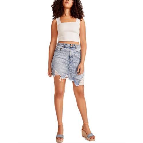 Madden Girl lola womens destroyed asymmetric denim skirt