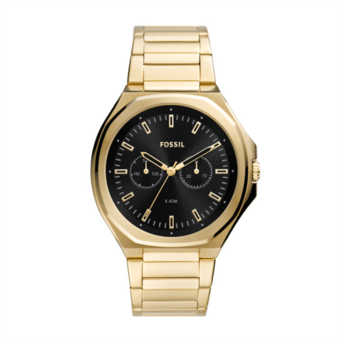 Fossil mens evanston multifunction, gold-tone stainless steel watch