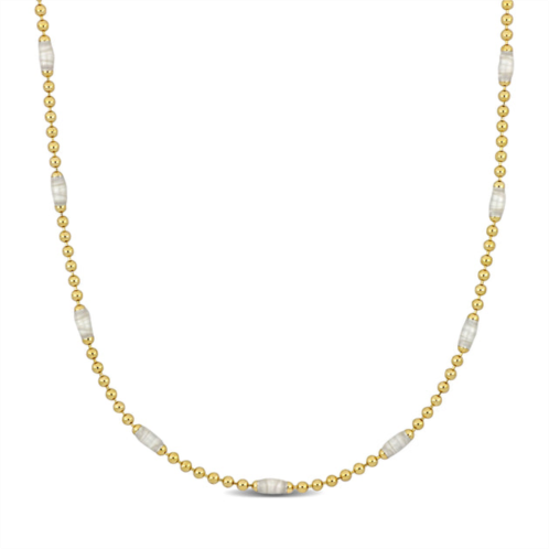 Mimi & Max ball link necklace with white enamel in yellow silver - 15+2 in.