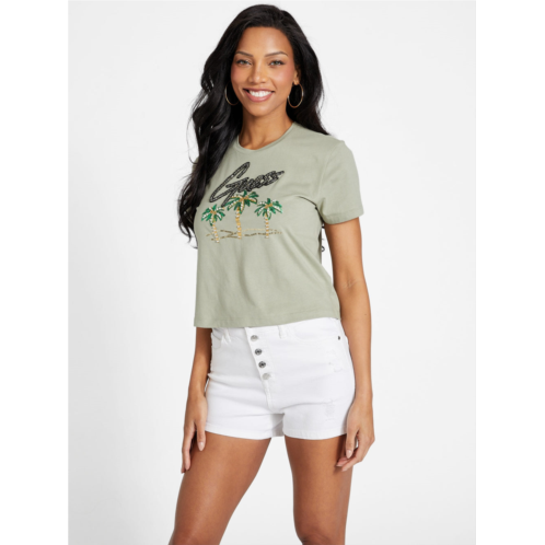 Guess Factory eco embellished palms tee