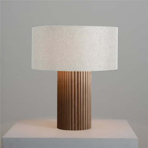Nova of California tambo table lamp - natural ash wood & weathered brass, white linen shade