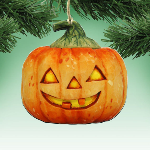 Designocracy halloween pumpkin dome wood ornaments set of 2 g.debrekht fall