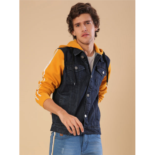 Campus Sutra men colorblock full sleeve stylish casual denim jacket