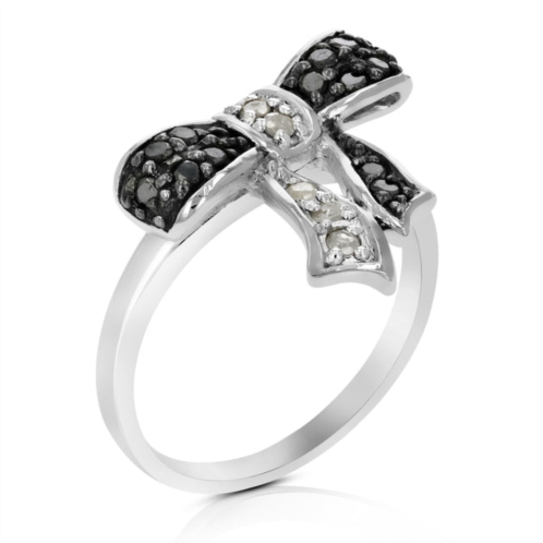 Vir Jewels 1/3 cttw black and white diamond ring .925 sterling silver with rhodium plating