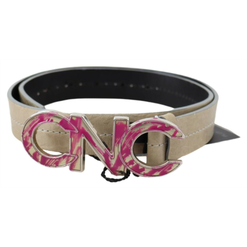 Costume National leather pink letter logo buckle womens belt