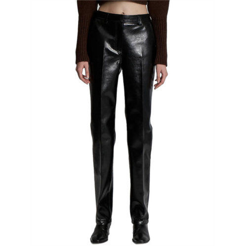 Lvir womens faux leather high rise straight leg pants