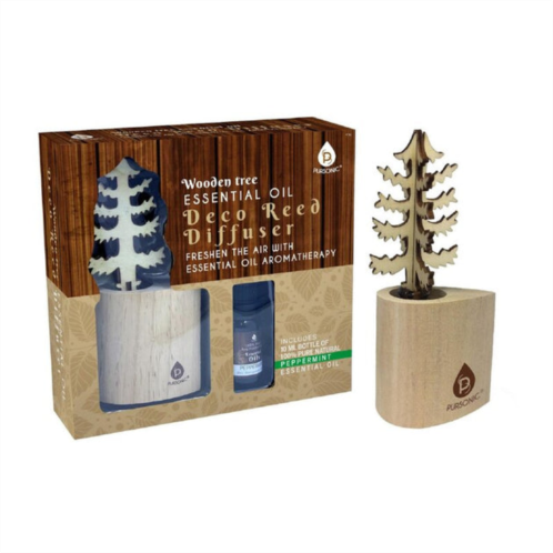 PURSONIC 3d wood tree decor reed diffuser with peppermint essential oils