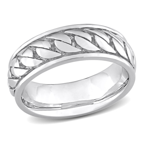 Mimi & Max ribbed design mens ring in sterling silver
