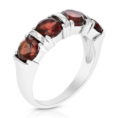 Vir Jewels 1.50 cttw garnet ring .925 sterling silver with rhodium plating round shape 5 mm