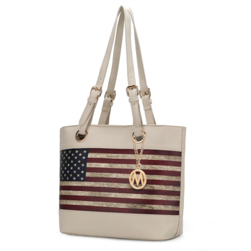 MKF Collection by Mia k. vera vegan leather patriotic flag pattern womens tote bag