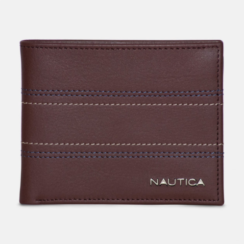 Nautica mens leather bifold wallet