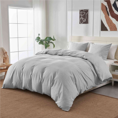 Puredown peace nest solid faux flax linen duvet cover sets - luxurious comfort