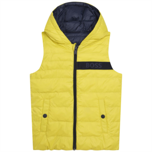 BOSS yellow & navy sleeveless puffer jacket