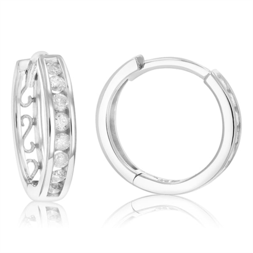 Vir Jewels 1/3 cttw diamond hoop earrings .925 sterling silver 16 stones dangle 1/2 inch