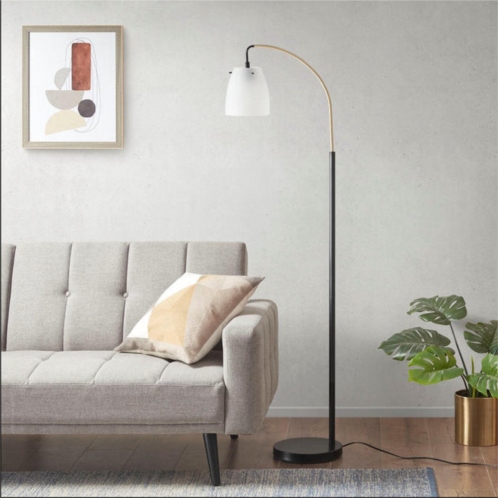 Home Outfitters matte black base/frosted shade floor lamp , great for bedroom, living room, transitional