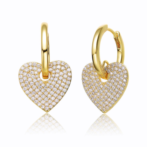 Rachel Glauber rg 14k yellow gold plated with cubic zirconia heart dangle infinity hoop drop earrings