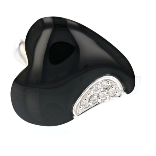 Vir Jewels 0.02 cttw onyx and diamond heart ring sterling silver