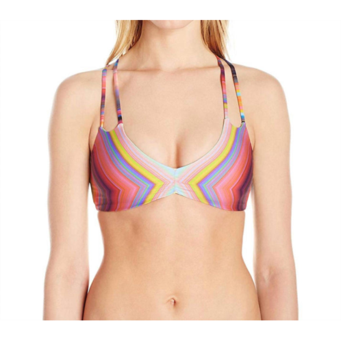 PQ Swim women reversible utopia halter strap bikini top swimsuit in pink/multi