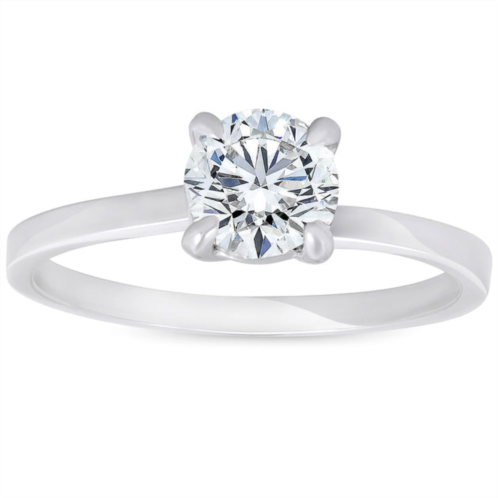 Pompeii3 3/4 ct diamond solitaire engagement ring twist band 14k white gold