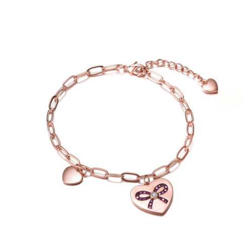 Rachel Glauber teen/young adults 18k rose gold plated with heart charms adjustable bracelet