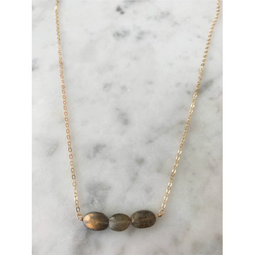 A Blonde and Her Bag oval stone labradorite bar necklace