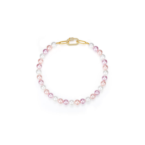 Classicharms pink shell pearl necklace with gem-encrusted carabiner lock