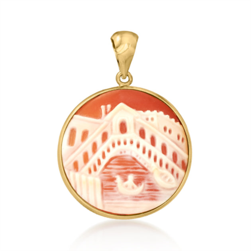 Ross-Simons italian orange shell cameo pendant in 18kt gold over sterling