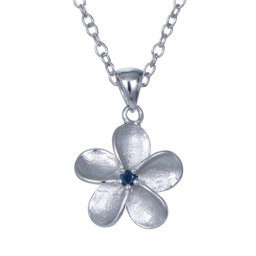 Vir Jewels 0.03 cttw pendant necklace, blue sapphire flower pendant necklace for women in .925 sterling silver with 18 inch chain