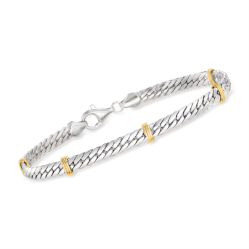Ross-Simons sterling silver and 14kt yellow gold cuban-link bracelet