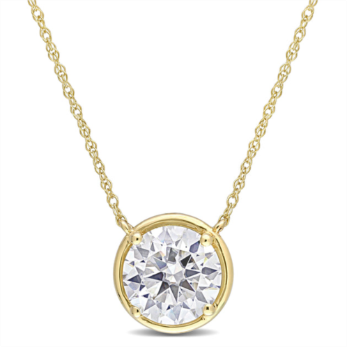 Mimi & Max 2ct dew created moissanite circular pendant with chain in 10k yellow gold