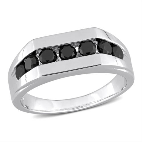 Mimi & Max 1ct tw black diamond channel set mens ring in sterling silver