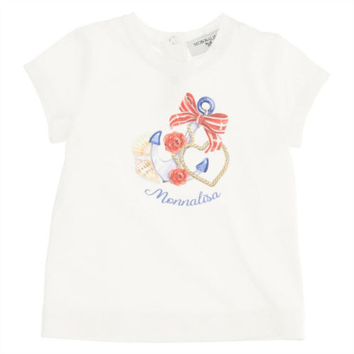 Monnalisa cream ocean theme logo t-shirt