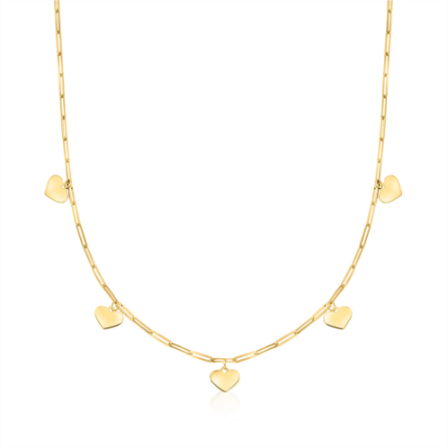 RS Pure ross-simons italian 14kt yellow gold heart charm paper clip link necklace