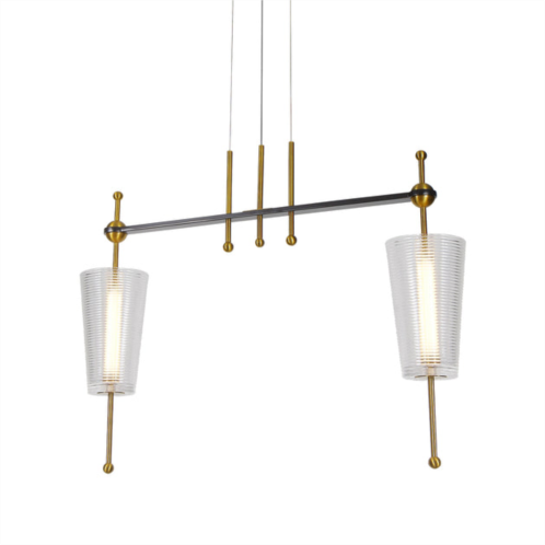 VONN Lighting toscana vap2102ab 29 integrated led linear pendant lighting fixture with glass shades in antique brass
