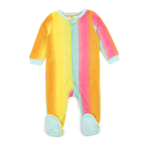 Leveret kids footed fleece pajamas rainbow