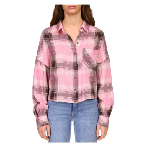 Sanctuary the cabin womens plaid collared button-down top