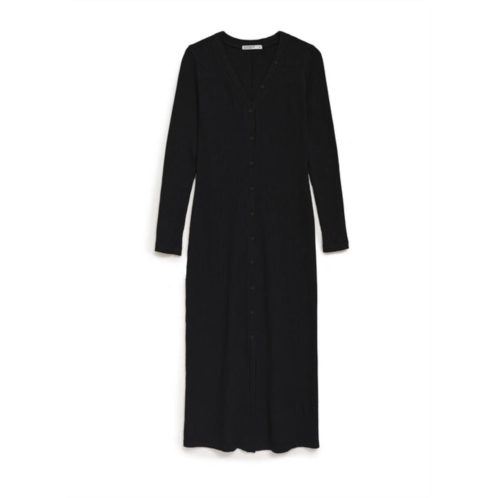 Stateside luxe thermal cardigan dress in black